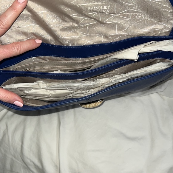 NWOT Badgley Mischka cobalt blue envelope clutch and crossbody - Picture 5 of 6